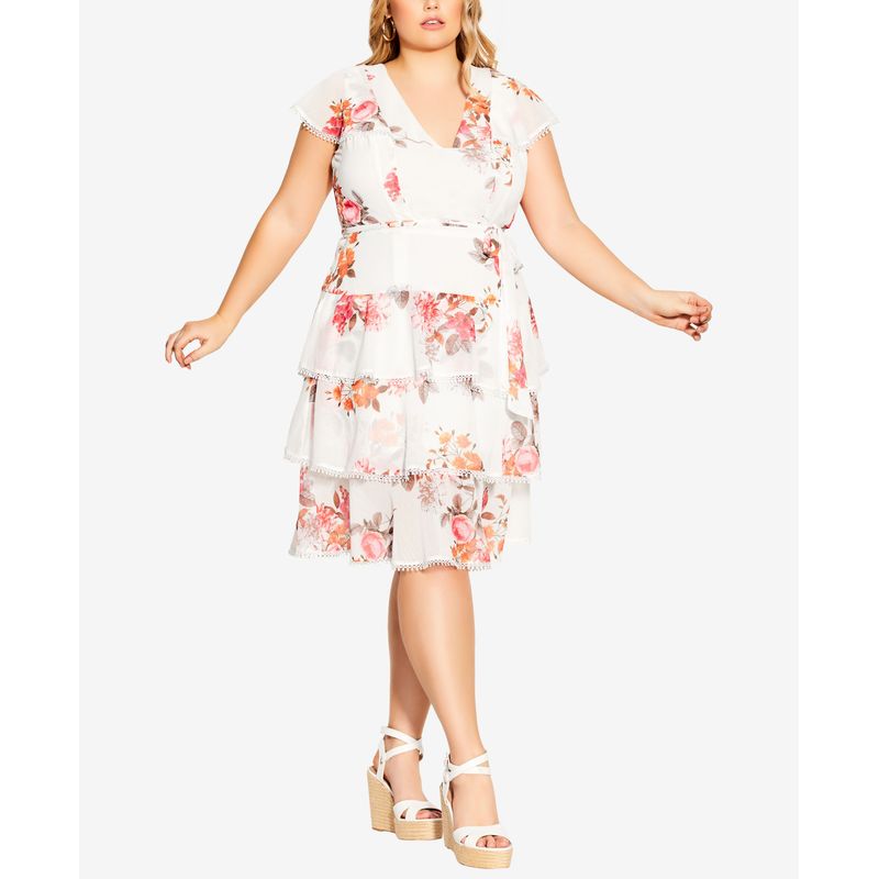 City Chic Plus Size Tiered Floral Crush Dress